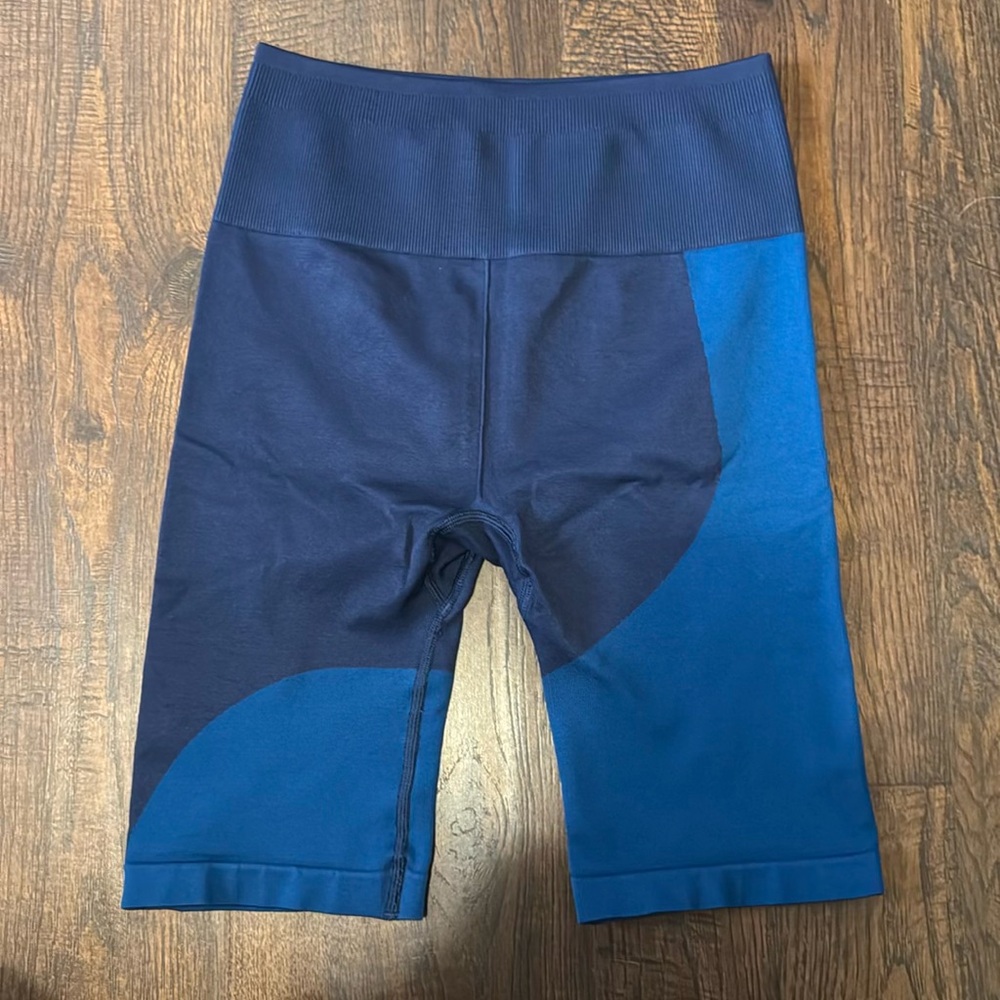 Fabletics Blue Athletic Shorts with High Waistband